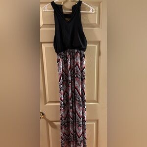 Trixxi Black and Red Chevron Maxi Skirt